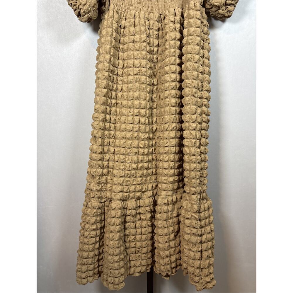 Simply Southern Bubble Maxi Dress Women's Large Tan Gauze Prairie Coastal Flowy - Picture 8 of 10